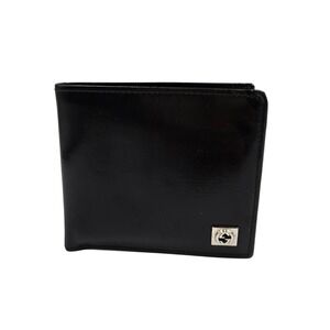 Gucci Mens Black Patent Leather Bifold Wallet Silver Interlocking G Logo Italy
